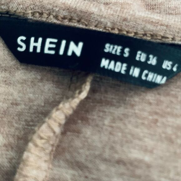 SHEIN Light Brown Split Hem Pullover Long Sleeve Shirt Size Small - Picture 8 of 9